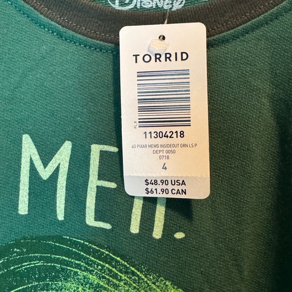 NWT TORRID Disney Pixar Inside Out Disgust Pullover Sweater Shirt Plus Size 4 - Picture 4 of 8
